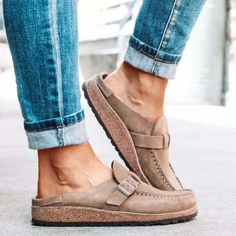 Mireya™ | Women's Suede Buckle Clog Mules