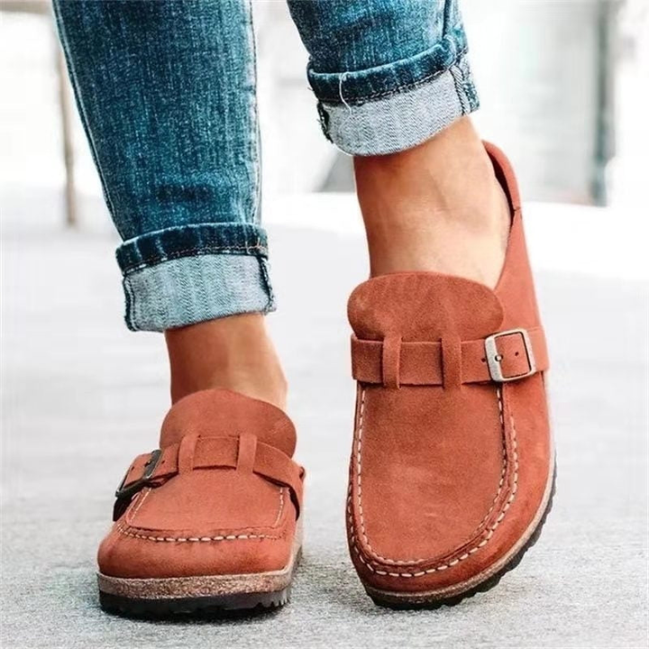 Mireya™ | Women's Suede Buckle Clog Mules