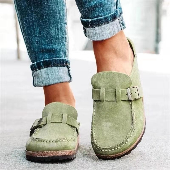 Mireya™ | Women's Suede Buckle Clog Mules