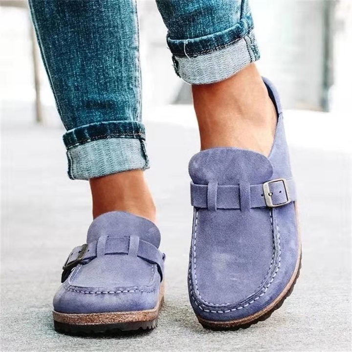 Mireya™ | Women's Suede Buckle Clog Mules