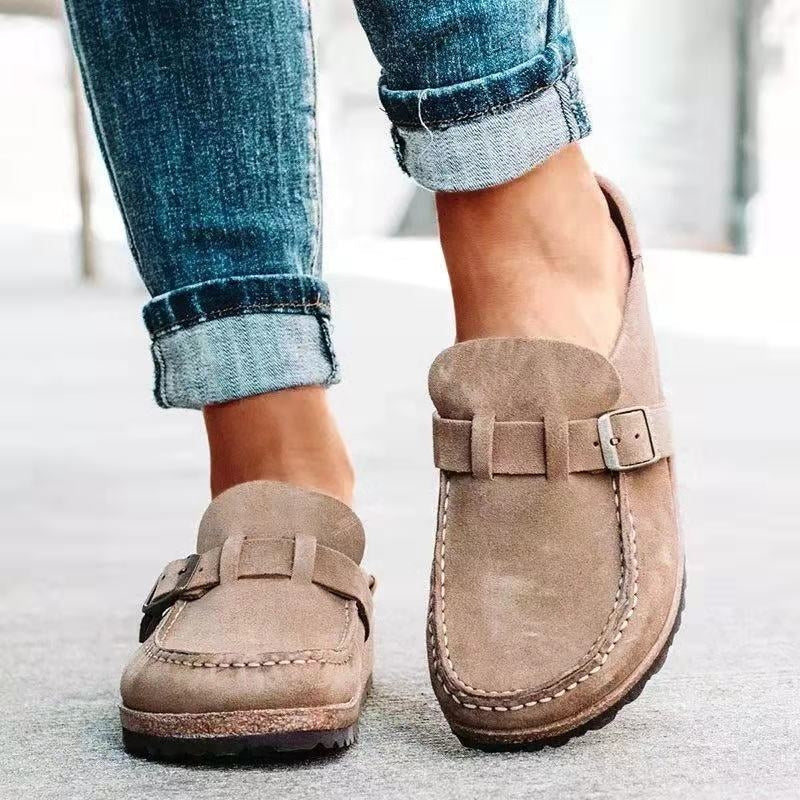Mireya™ | Women's Suede Buckle Clog Mules