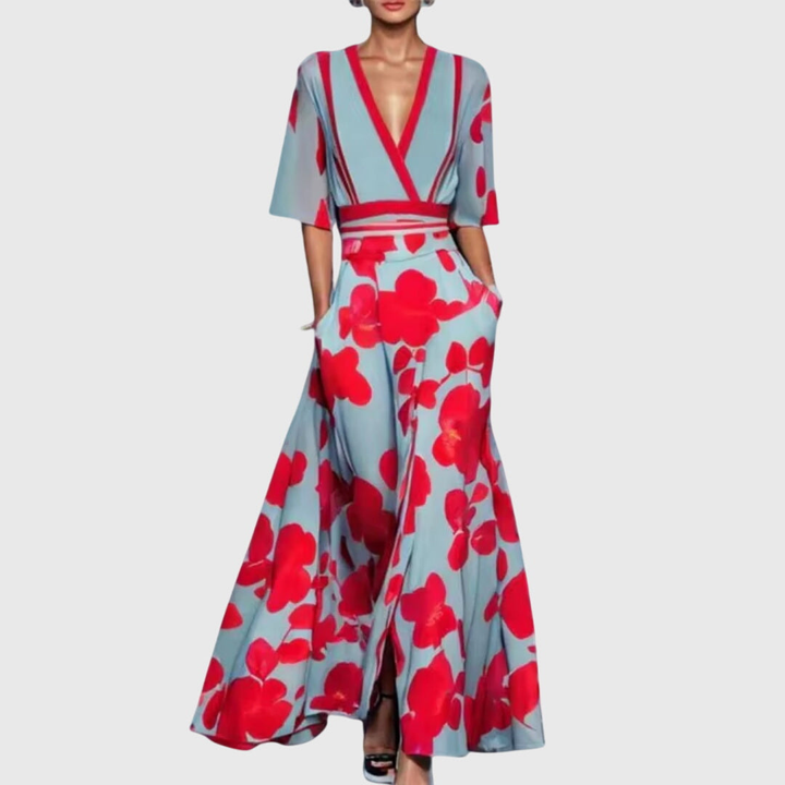 Ondine™ | Women's Elegant V-Neck Maxi Dress