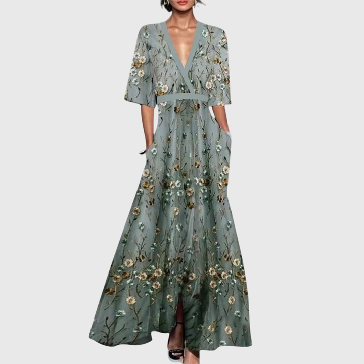 Ondine™ | Women's Elegant V-Neck Maxi Dress