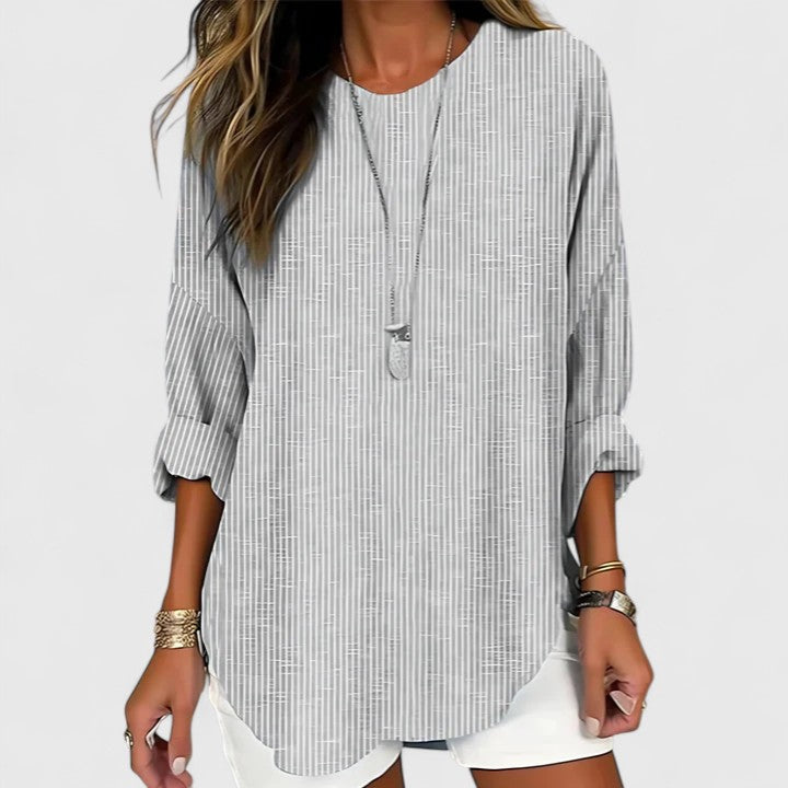 Ophelia™ | Women's Soft Linen Striped Blouse