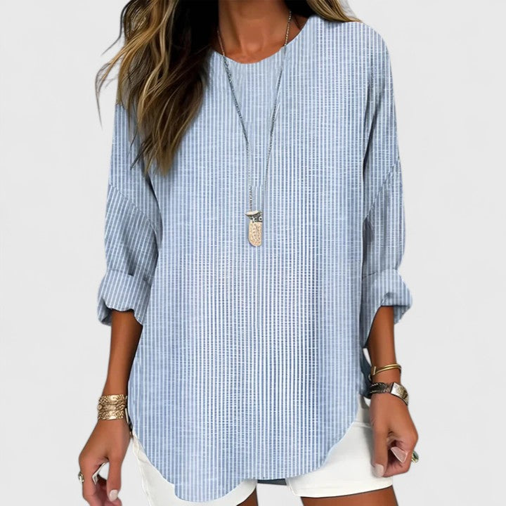 Ophelia™ | Women's Soft Linen Striped Blouse