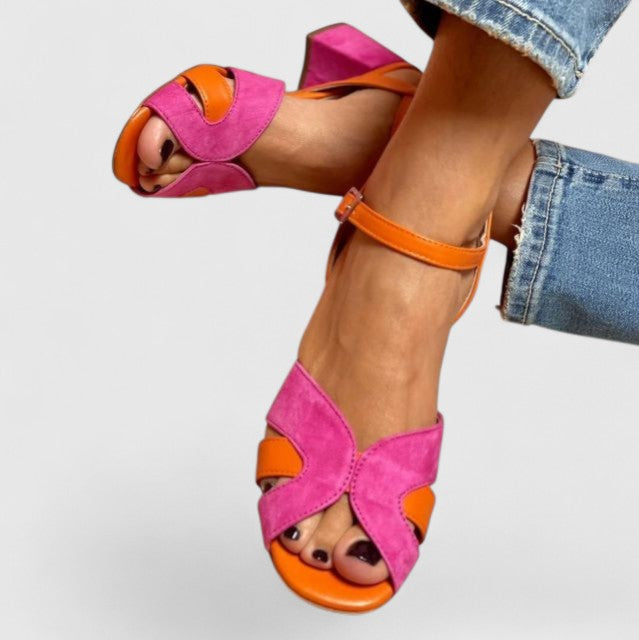 Ottilie™ | Women's Suede Color-Block Block Heel Sandals