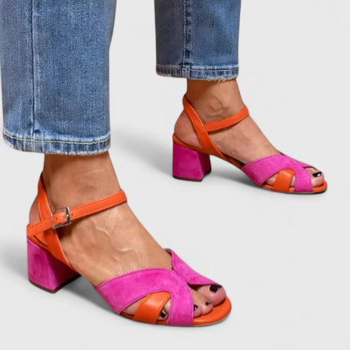 Ottilie™ | Women's Suede Color-Block Block Heel Sandals