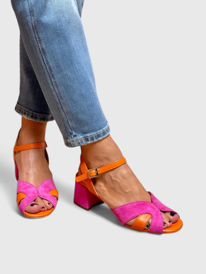 Ottilie™ | Women's Suede Color-Block Block Heel Sandals
