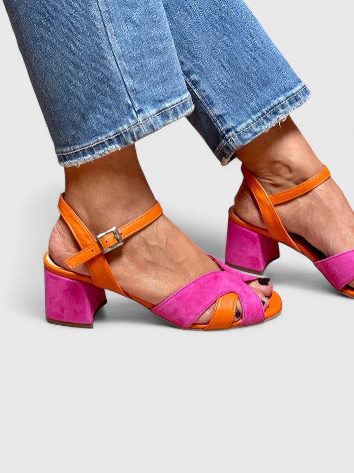 Ottilie™ | Women's Suede Color-Block Block Heel Sandals