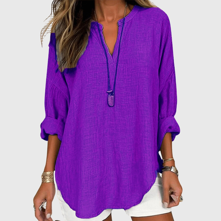 Saoirse™ | Women's Linen V-Neck Shirt