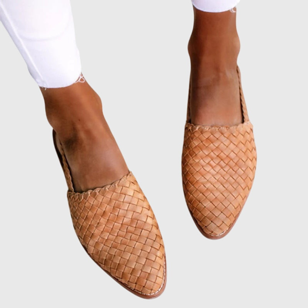Saskia™ | Women's Leather Woven Slingback Flats