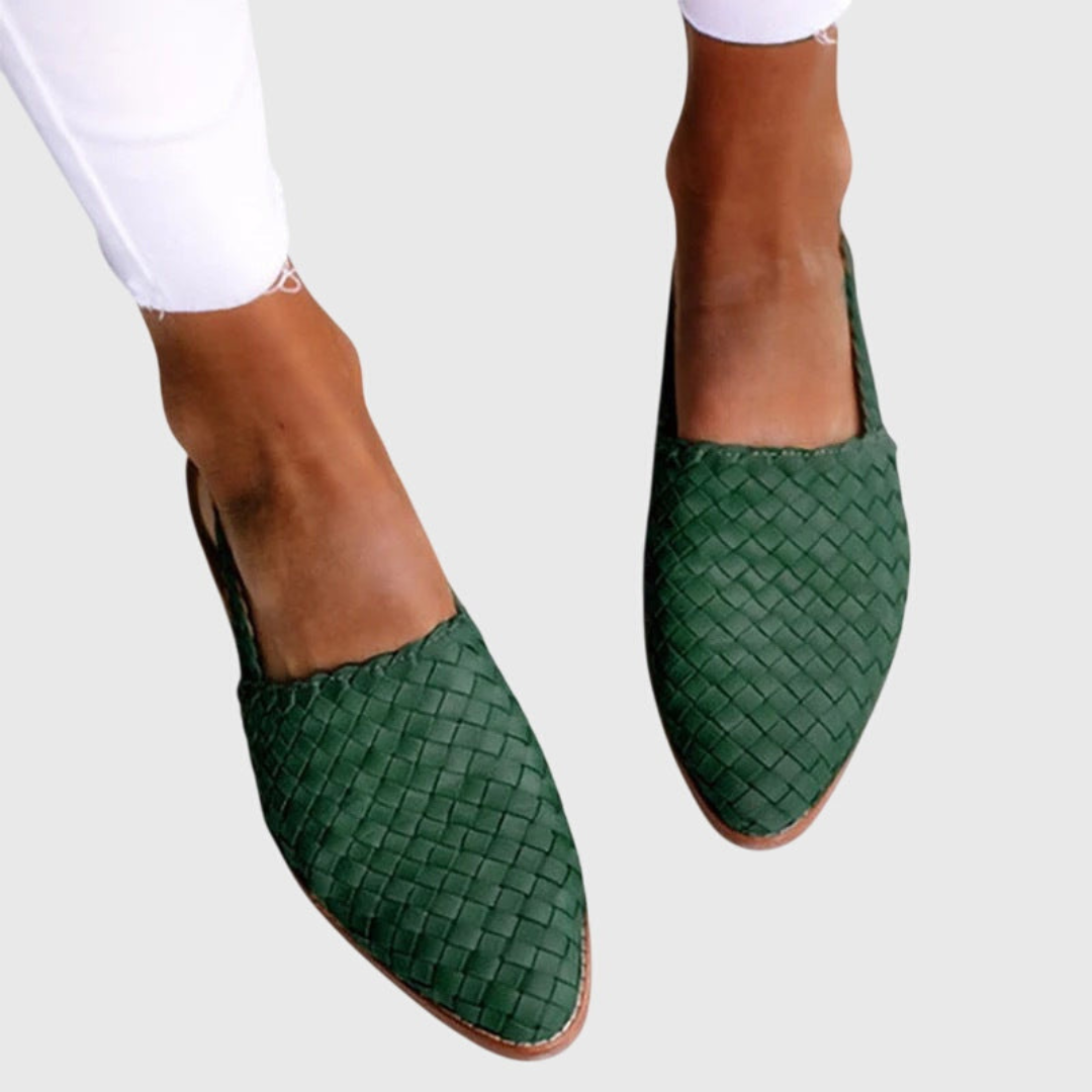 Saskia™ | Women's Leather Woven Slingback Flats