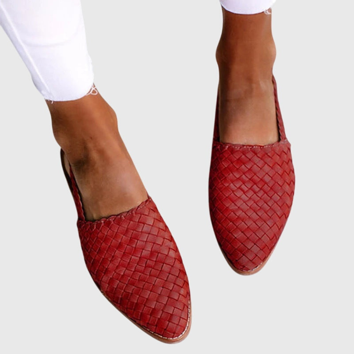 Saskia™ | Women's Leather Woven Slingback Flats