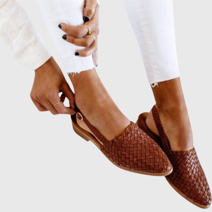 Saskia™ | Women's Leather Woven Slingback Flats