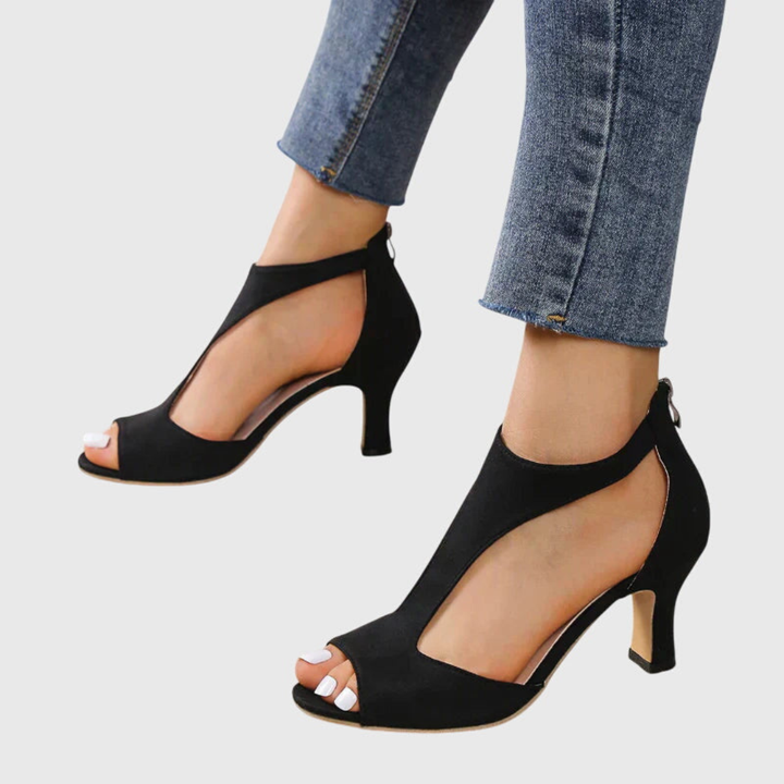 Selene™ | Women's Suede Peep-Toe Heels