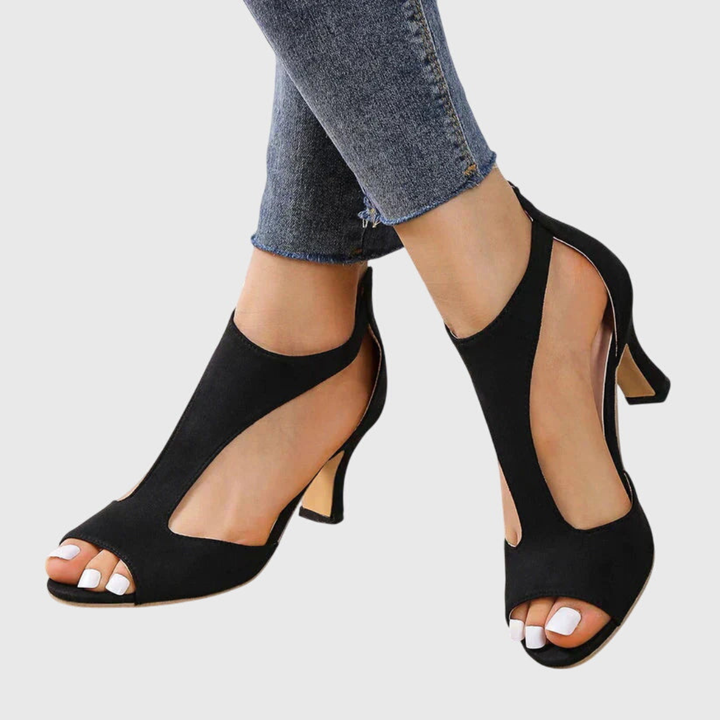 Selene™ | Women's Suede Peep-Toe Heels