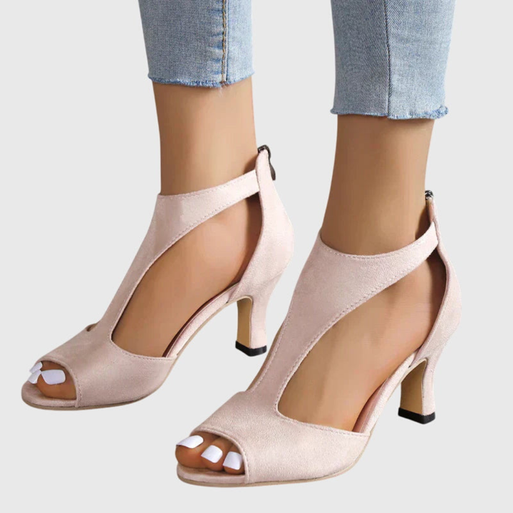Selene™ | Women's Suede Peep-Toe Heels