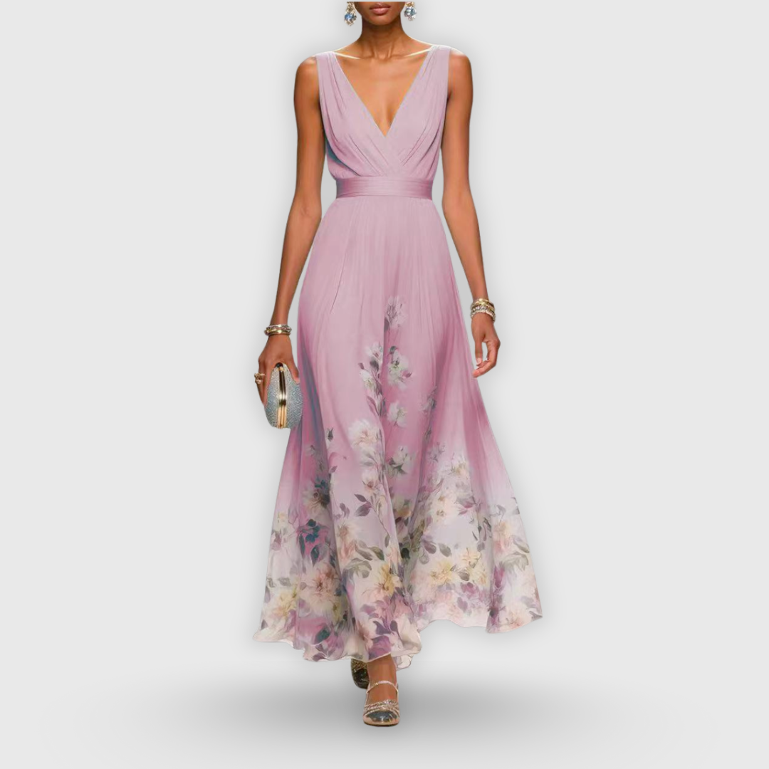 Seraphine™ | Women's Elegant Floral Chiffon Maxi Dress