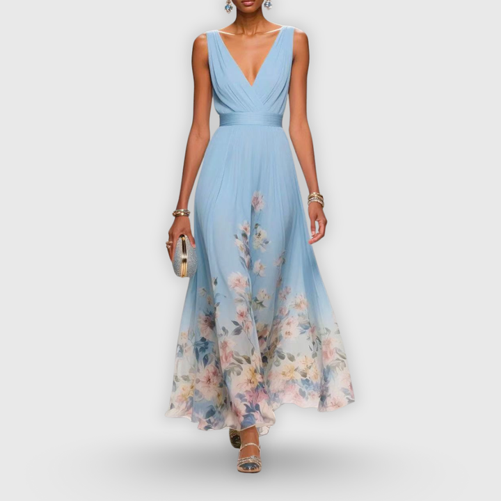 Seraphine™ | Women's Elegant Floral Chiffon Maxi Dress