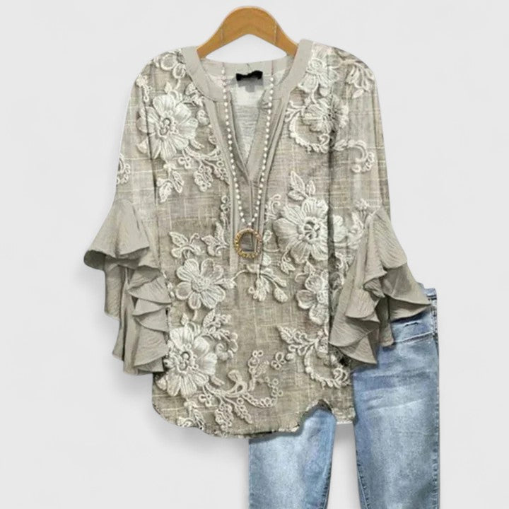 Sutton™ | Women's Soft Linen Printed Blouse