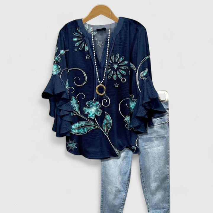 Sutton™ | Women's Soft Linen Printed Blouse
