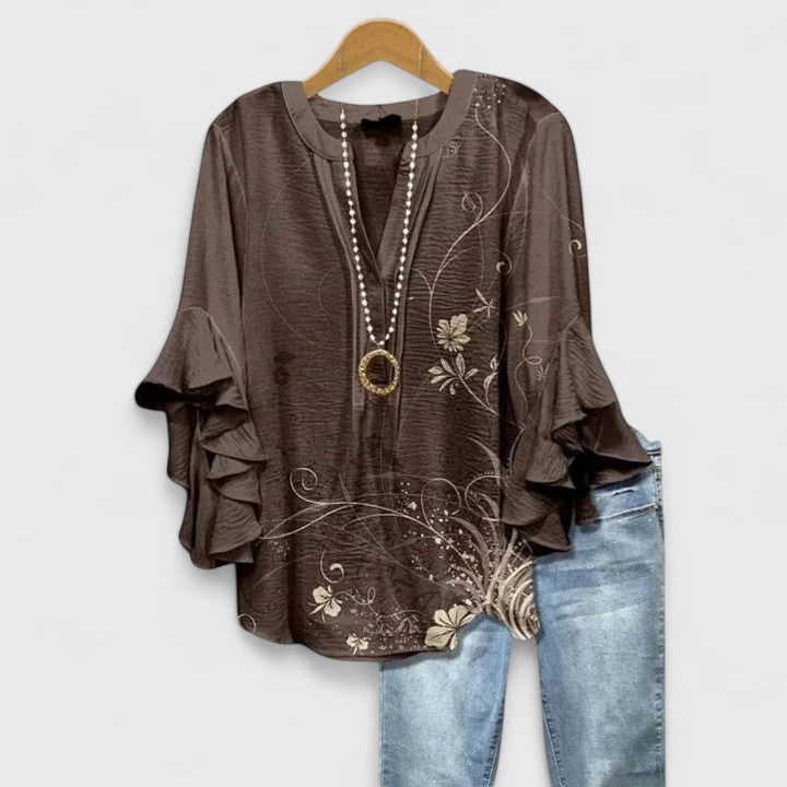 Sutton™ | Women's Soft Linen Printed Blouse