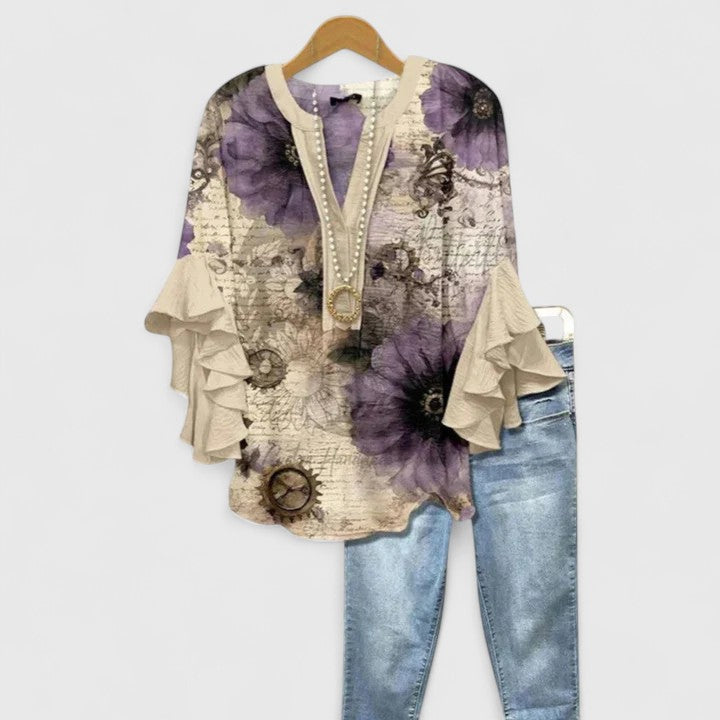 Sutton™ | Women's Soft Linen Printed Blouse