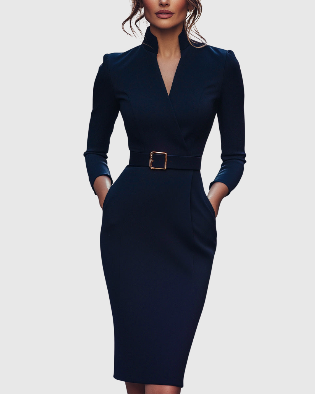 Vivienne™ | Women's Elegant Belted Midi Dress