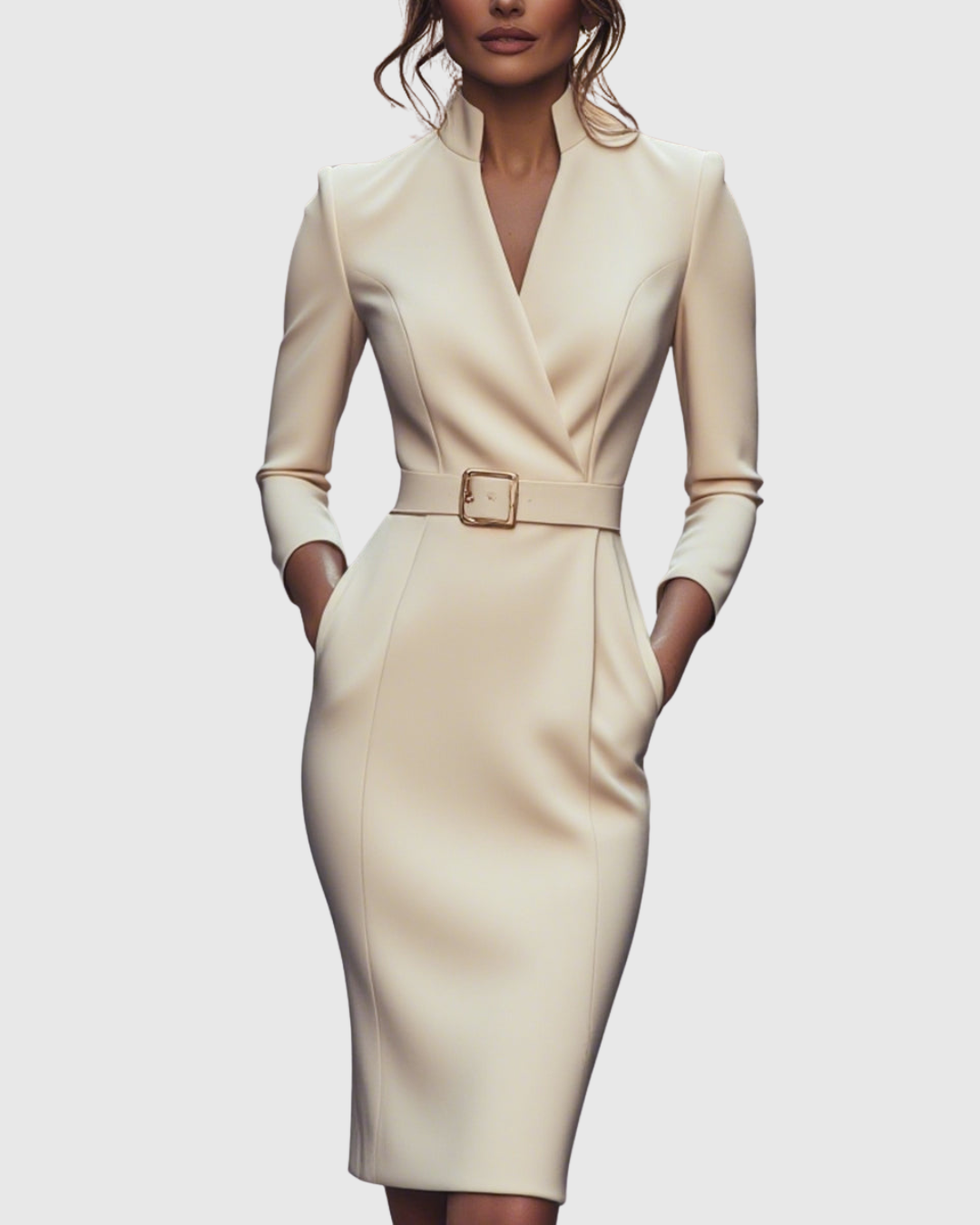 Vivienne™ | Women's Elegant Belted Midi Dress