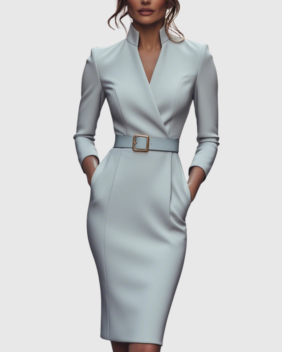 Vivienne™ | Women's Elegant Belted Midi Dress
