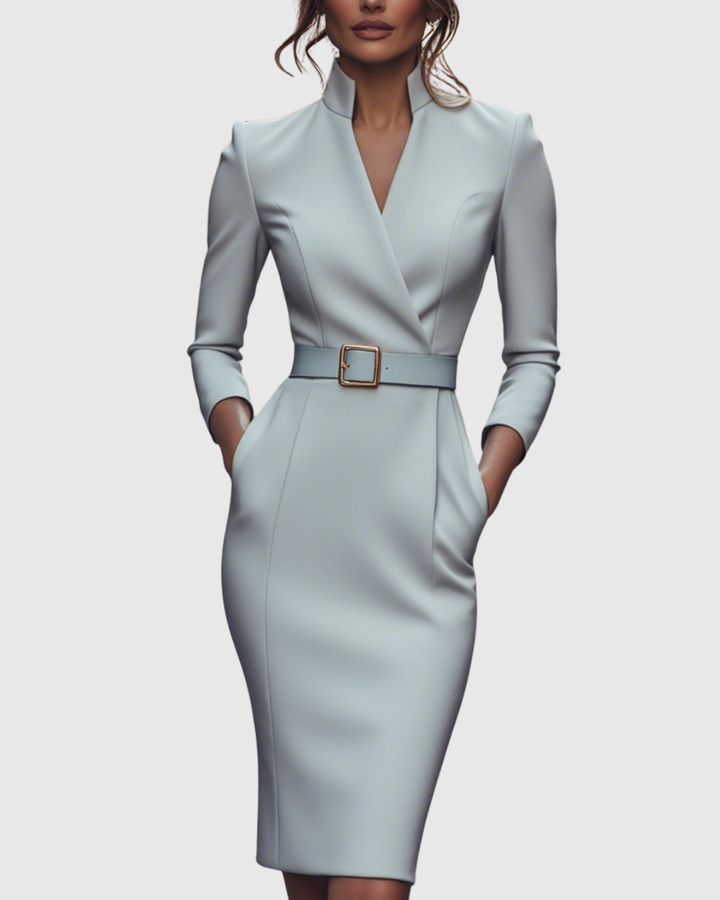 Vivienne™ | Women's Elegant Belted Midi Dress