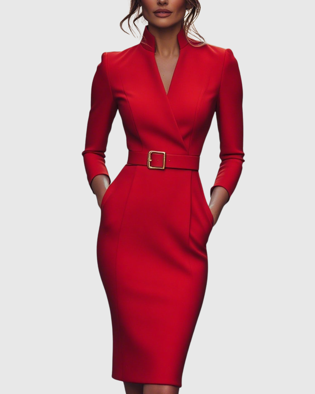 Vivienne™ | Women's Elegant Belted Midi Dress