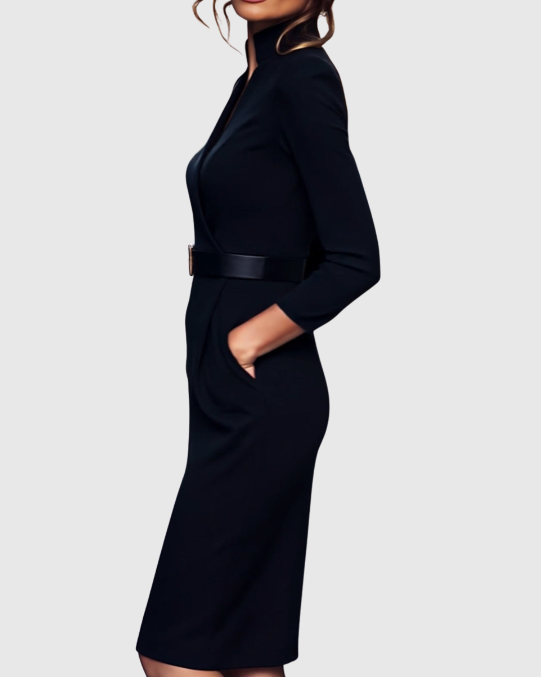 Vivienne™ | Women's Elegant Belted Midi Dress