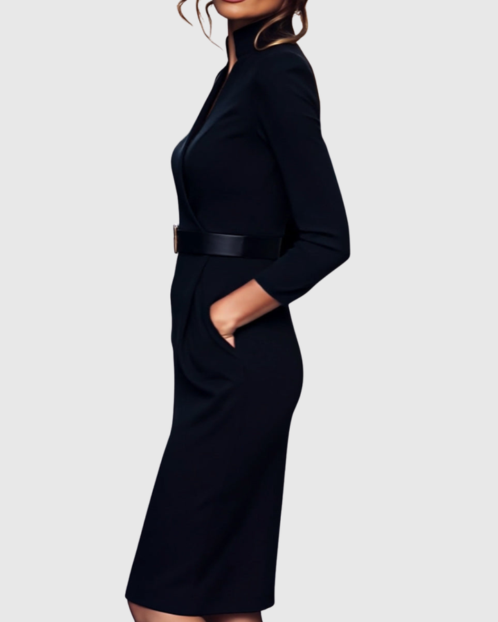 Vivienne™ | Women's Elegant Belted Midi Dress