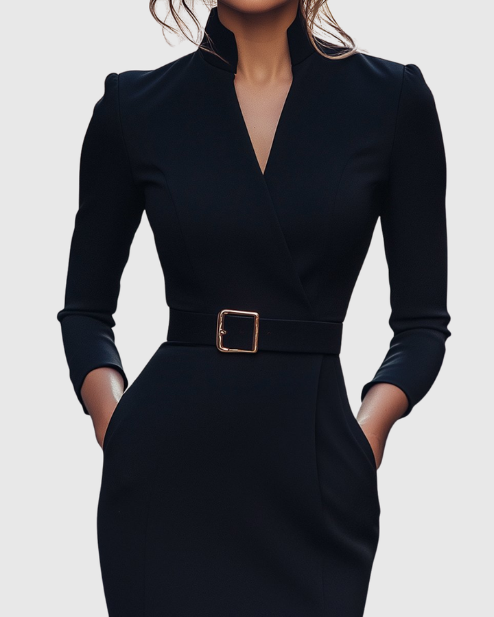 Vivienne™ | Women's Elegant Belted Midi Dress