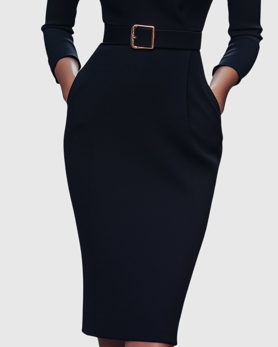 Vivienne™ | Women's Elegant Belted Midi Dress