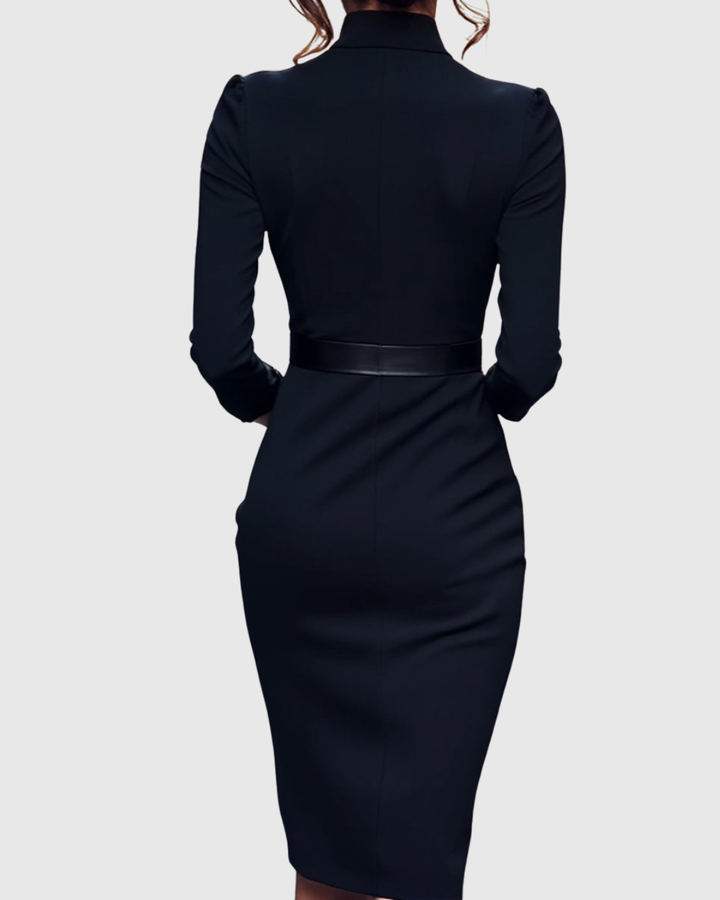 Vivienne™ | Women's Elegant Belted Midi Dress